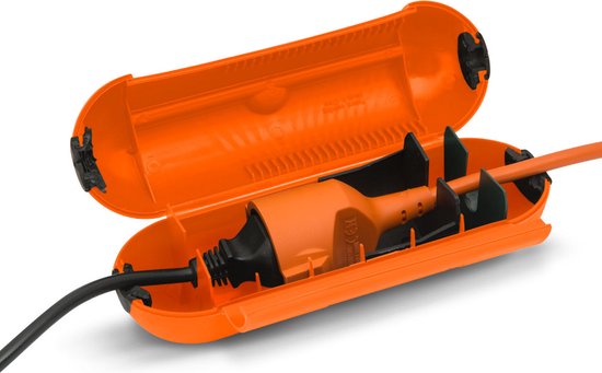 Foto: Handy kabelmof voor buiten stekkersafe ip44 waterdicht stekkerbox voor buiten kabelmof veiligheidsbox stekker kabelverbindingsdoos safebox oranje kabel behuizing