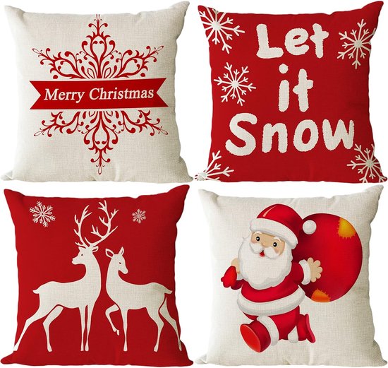 Kerstkussenslopen 40 x 40 cm, decoratieve, glitter bedrukte Kerstkussenslopen 40 x 40 cm, decoratieve, glitter bedrukte