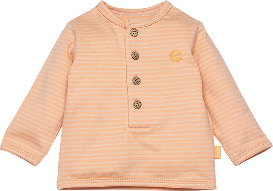 Bess - Gestreepte longsleeve Henley - Peach - maat 68