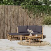 The Living Store Bamboe Tuinset - Stijlvolle loungeset voor buiten - Modulair ontwerp - Inclusief kussens - Duurzaam materiaal - Praktische tafel - Eenvoudig te monteren