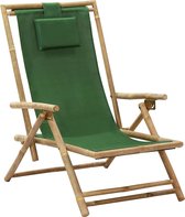 Fauteuil pliant The Living Store - Bamboe - Tissu vert - 64 x 89 x (71 - 94) cm - Ajustable