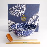 Tokyo Design Studio - Tokyo Blue - Sakura - Noodle kom - Ramen bowl - Geschenkset - 3 delig - 1300ml