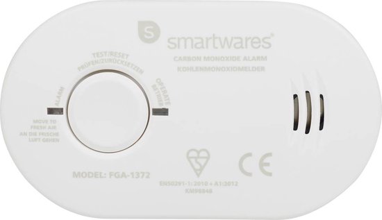 Smartwares FGA-13721 Koolmonoxide melder  - Inclusief 1 jaar batterij - 10 jaar levensduur - Smartwares