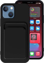 Smartphonica iPhone 13 siliconen hoesje met pashouder - Zwart / Back Cover geschikt voor Apple iPhone 13