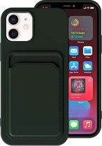 Smartphonica iPhone 12/12 Pro siliconen hoesje met pashouder - Donkergroen / Back Cover geschikt voor Apple iPhone 12;Apple iPhone 12 Pro