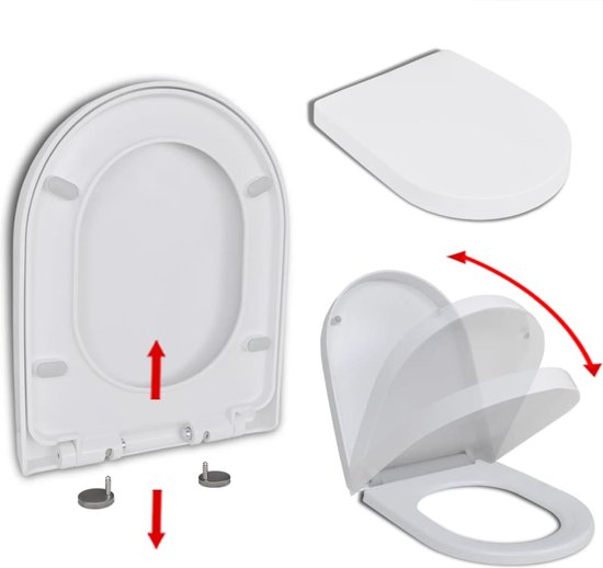 vidaXL - Toiletbril - soft-close - met - quick-release - ontwerp - vierkant - wit