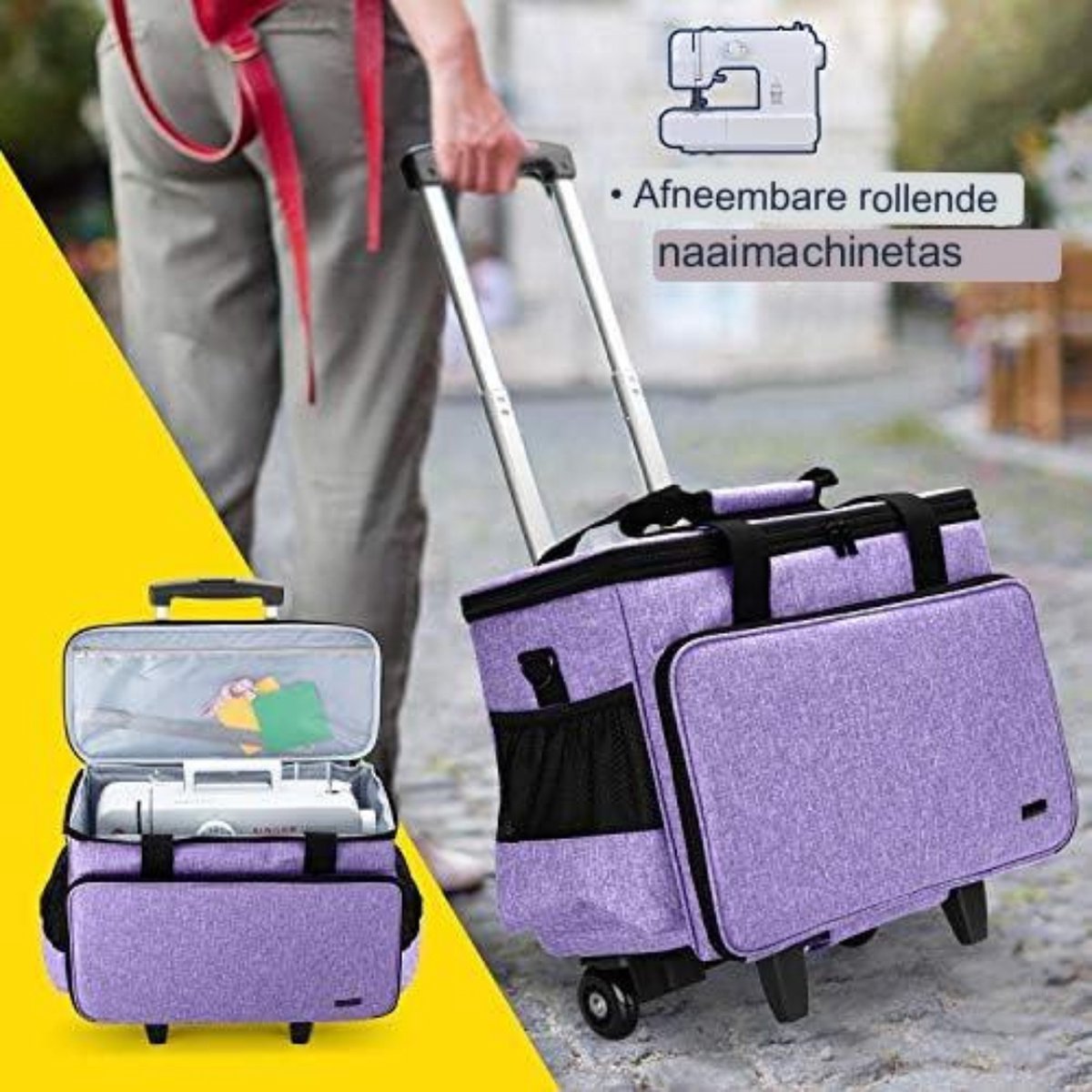 Teamoy - Tas met wieltjes voor naaimachines en accessoires - Paars