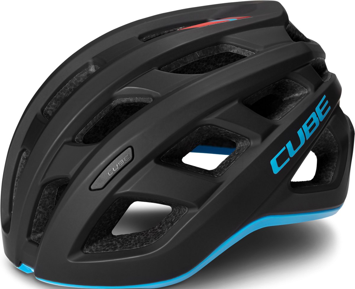 CUBE Fietshelm Road Race - Racefietshelm - 24 Ventilatiegaten - Verstelbaar - Reflecterend - 53-57 cm - S/M - Zwart/Blauw