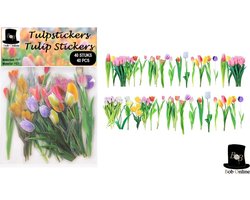 Bob Online™ 40 Stuks - Tulpstickers - PET Materiaal - Scrapbook Stickers - Journal Stickers - Card Making Stickers - Laptop Stickers - Tulp Transparant PET Stickers - 20 Ontwerpen – 40 Pieces - Transparent PET Tulip Stickers – 20 Designs - Bloemen
