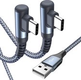 Paquet de 2 câbles USB-A vers USB C coudés de 2 m, câble de charge rapide 3,1 A + données tressées