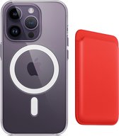Apple Clear MagSafe Case avec porte-cartes magnétique pour iPhone 14 Pro - Étui de protection iPhone avec portefeuille en cuir Magsafe - Compatible avec iPhone 14 Pro - Rouge
