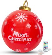 Family Christmas - Kerstverlichting - Buiten - Batterijen - Opblaasbare Reuze Kerstbal - 60 cm - Rood/Wit - RGB kleuren - Afstandsbediening
