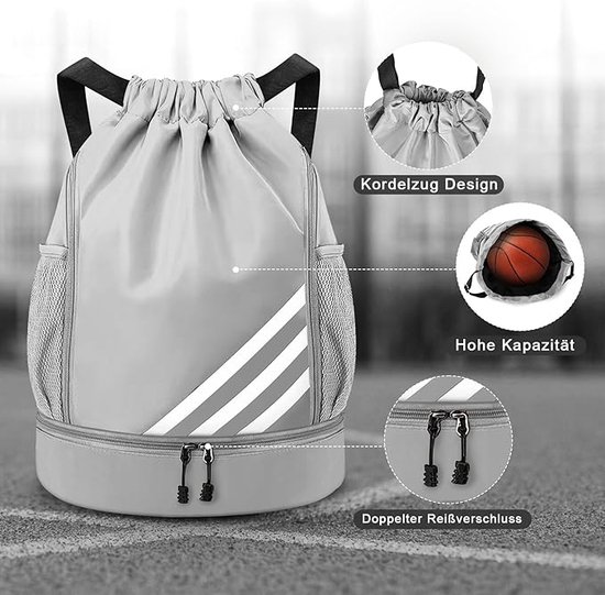 Sacs De Sport à Cordon,Sac à Dos Sport,Sac Cordon,Petit Sac De Sport,Sac  Sport,Sac Filet Avec Ballon, Peut Ranger Football, Basket (Noir)，Convient