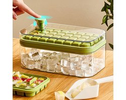 Repus - IJsblokjes vorm met bakje en deksel - IJsklontjes - Ice Cube Tray with Lid - Zomer - BPA vrij - Cocktails - Ijsjes - Smoothies - Sapjes - BBQ - Groen