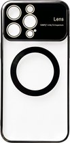 Casemania Hoesje Geschikt voor Apple iPhone 15 Pro Zwart - Siliconen Back Cover met Camera Lens Bescherming - Geschikt voor Magsafe