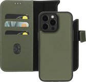 Mobiparts Leather 2-in-1 Wallet Case cover - Fermeture magnétique - Paiement sans contact - pour Apple iPhone 15 Pro Max - Vert