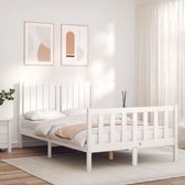 The Living Store Bedframe Massief Grenenhouten - 195.5 x 125.5 x 100 cm - Wit - Montage vereist