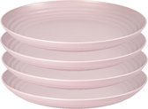 PlasticForte Assiette ronde/assiette de camping - 4x - D22 cm - rose clair - plastique