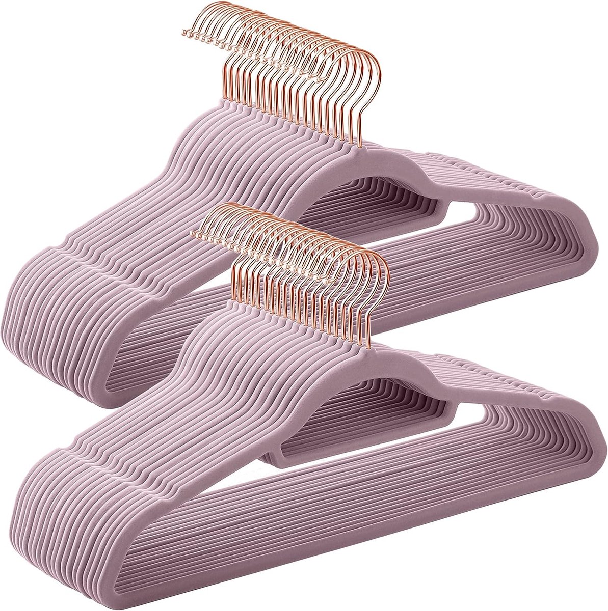 Kledinghangers – Fluweel – Set van 50 – Lichtpaars