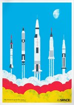 We Go To The Moon | Space, Astronomie & Ruimtevaart Poster | A4: 21x30 cm