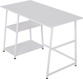 Bureau Computertafel Kantoortafel Werktafel PC Laptoptafel, met 2 Planken Gemaakt van MDF en Staal 120x60x76cm TSB33ws