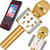 Karaoke Microfoon - Draadloze Microfoon - Inclusief Audio Kabel & 4 Geluidseffecten - Goud - Compatibel Nieuwe Generatie Smartphones