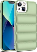 Puffer Case Groen - Geschikt voor iPhone 12 - Stootvast Hoesje met Camera Bescherming - Winterjas Donsjas Design - Shockproof TPU Back Cover