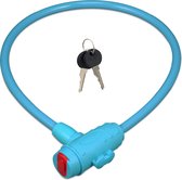 Relaxdays kinderfietsslot - dun kabelslot - lichtgewicht fietsslot met sleutels - kinderen - blauw