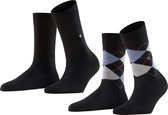 Burlington Everyday 2-Pack one-size katoen multipack sokken dames zwart - Matt 36-41