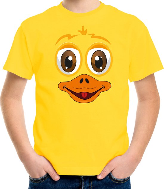 Bellatio Decorations animaux habiller t-shirt enfants - visage de canard - vêtements de carnaval - jaune 116/134