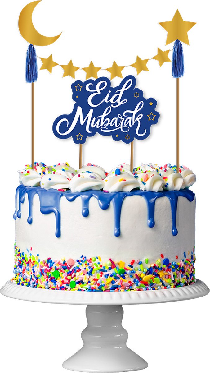 Eid Mubarak Taartdecoratie Set - 24 Stuks, Glanzend, Geschikt voor