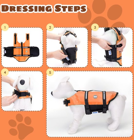 Nobleza Hondenzwemvest - zwemvest - reddingsvest - voor honden - Oranje - M