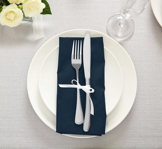 KICHLY Doekservetten 24 Pak 100% Polyester Diner Servetten met Omzoomde Randen, Wasbare Servetten Ideaal voor Partijen, Bruiloften en Diners [Zwart, 43x43cm