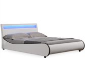 Bed Charles - LED - Bedframe - Kunstleer - 140x200 cm - Wit - Modern design