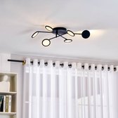 Lindby - Plafonnier LED - avec variateur - 6 lumières - Fer, plastique - H: 11 cm - noir, blanc - Sources lumineuses incluses