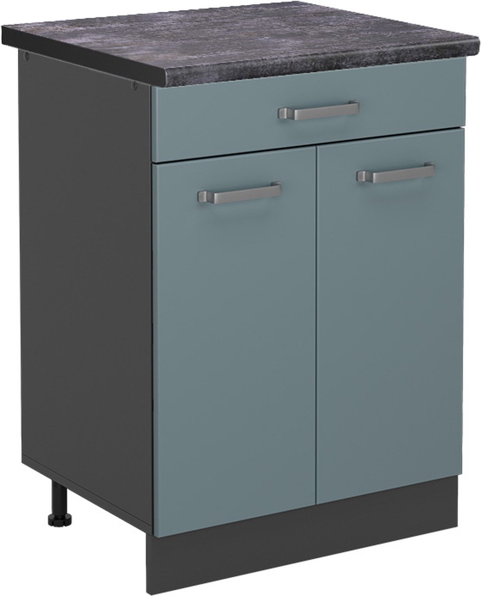 Vicco R-Line Keukenonderkast – 60 cm, WB Antraciet Blauw-grijs Blauw-grijs/Antraciet