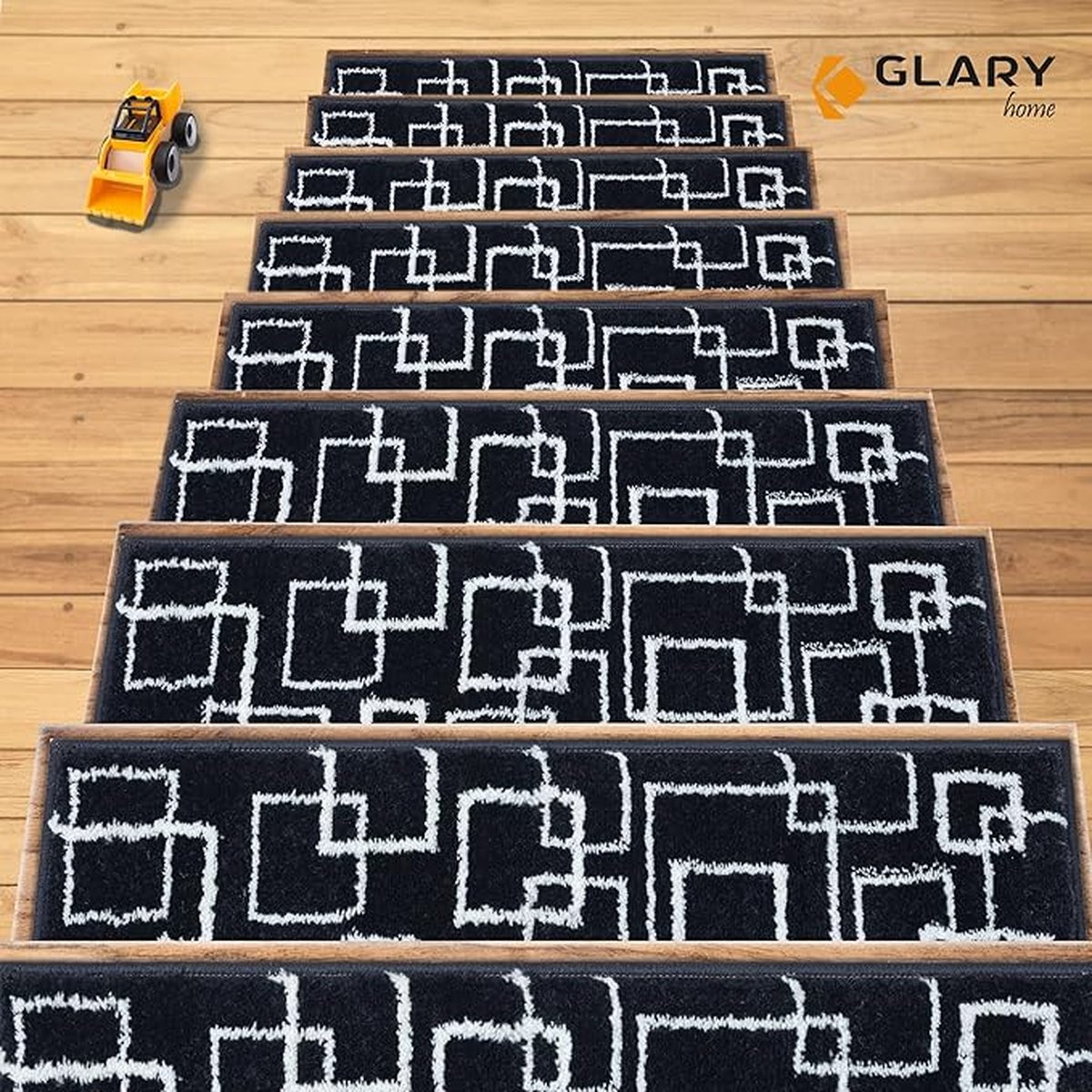 Glary Home GH13A-BRW-GRY1 Düz Desenli Kaydırmaz Tabanlı 1'li Merdiven Halısı - K