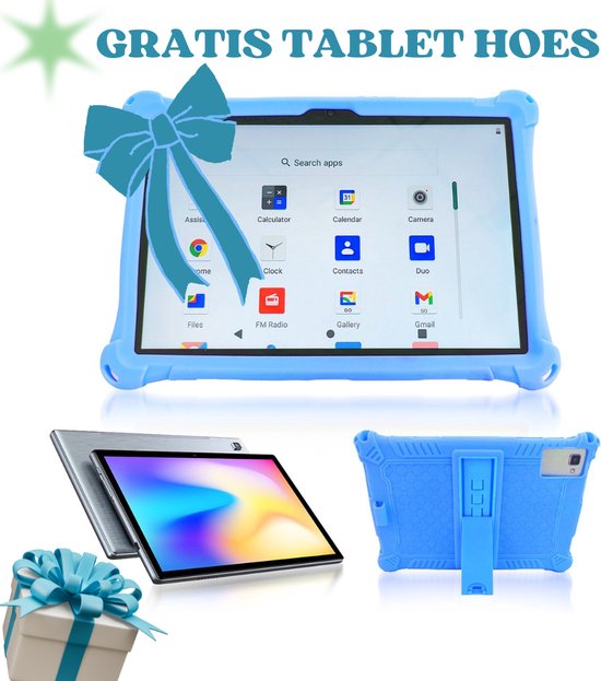 Lopup® Kindertablet - tablet - 10.1 inch - 64GB - Android 11 - RAM 4GB - 5000MAH - Ouderlijk toezicht - Beschermhoes - Uitgebreide NL handleiding - Grijs