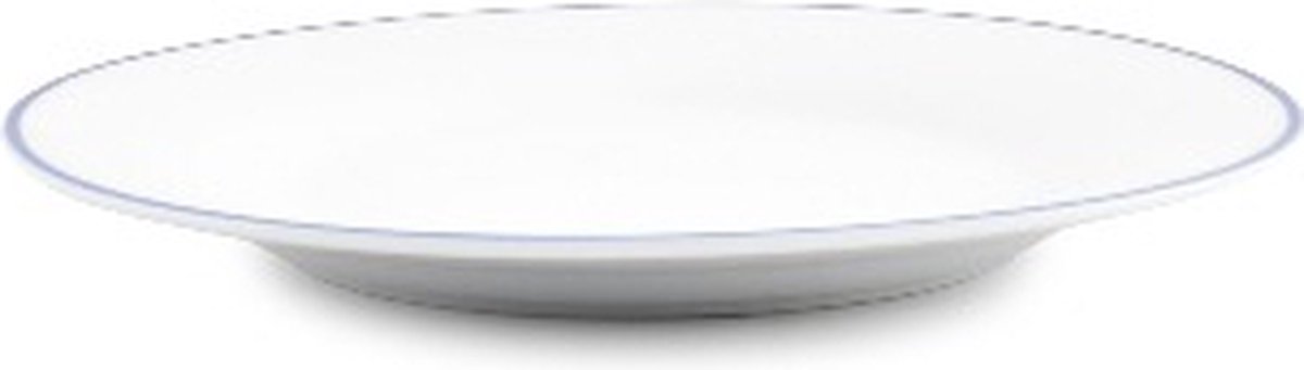 BonBistro Plat bord 15cm blue rim Basic White (Set van 6)