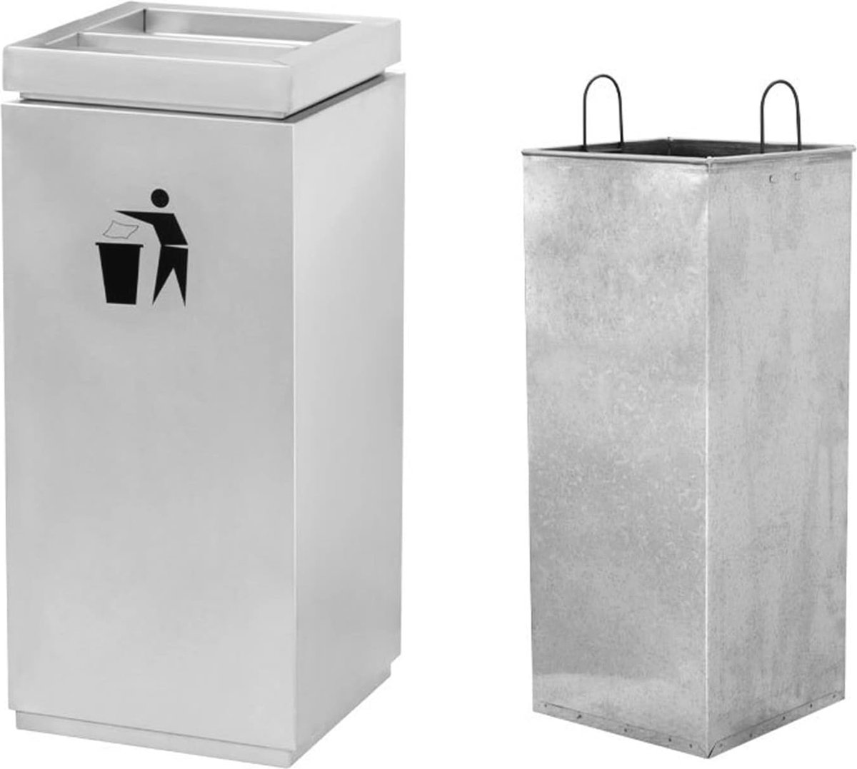 Goedkoopste Decoratieve Roestvrijstalen Prullenbak met As Urn - Vierkante Afvalcontainer voor Binnen en Buiten - 30L Capaciteit - Duurzaam en Gemakkelijk Schoon te Maken