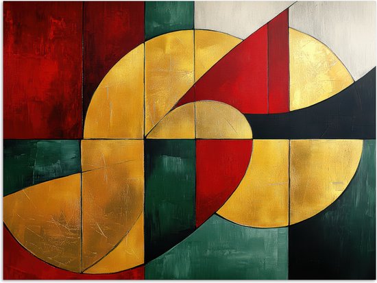 Poster 160x120 cm - Abstract - Kerst - Goud - Rood - Groen - Posters - Kamer decoratie - Wanddecoratie woonkamer - Muurdecoratie slaapkamer XXL - Kerstversiering - Kerstdecoratie voor binnen - Kerstmis