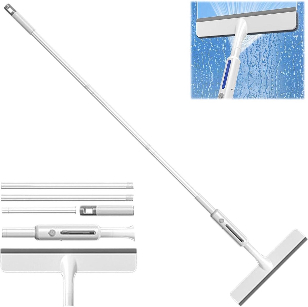 Goedkoopste Vloerwisser voor ramen - dubbelzijdige glaswisser met sproeifunctie - raamreinigingsset voor douche en glazen deur - 3-in-1 raamwisser