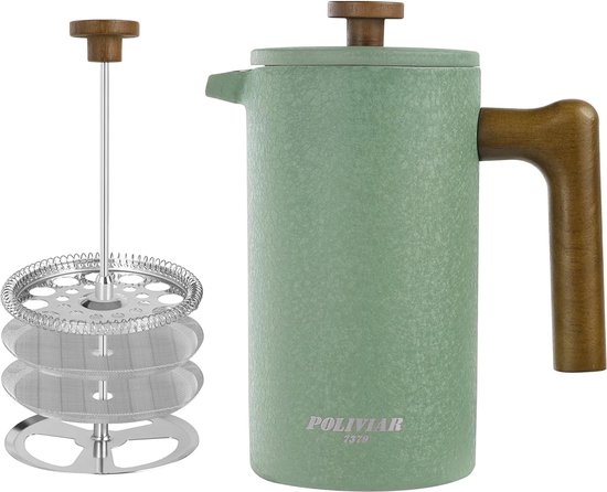 Bjørn Liebdhal Premium Cafetiére, Dubbelwandig, Roestvrij Staal, 600 ml - French Press