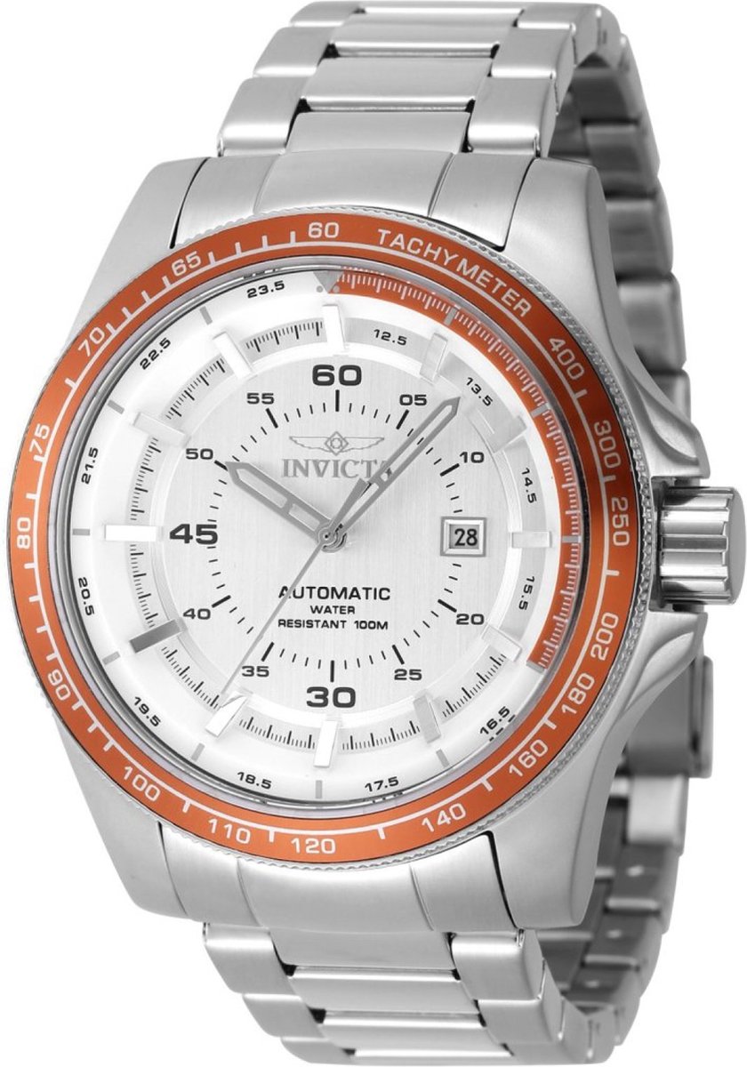 Invicta Speedway 48082 Heren Horloge - Waterdicht - Analoog - Automatisch Uurwerk - Roestvrij Staal met zilveren Wijzerplaat - 50mm