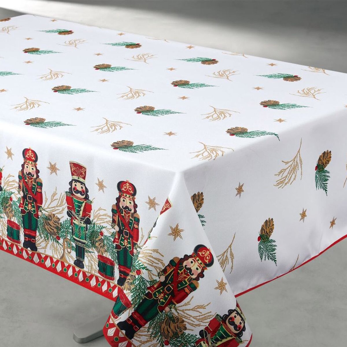 Kerst Tafelkleed Dennenappel 145x240cm - Tafellaken Polyester - Vocht- en vuilafstotend