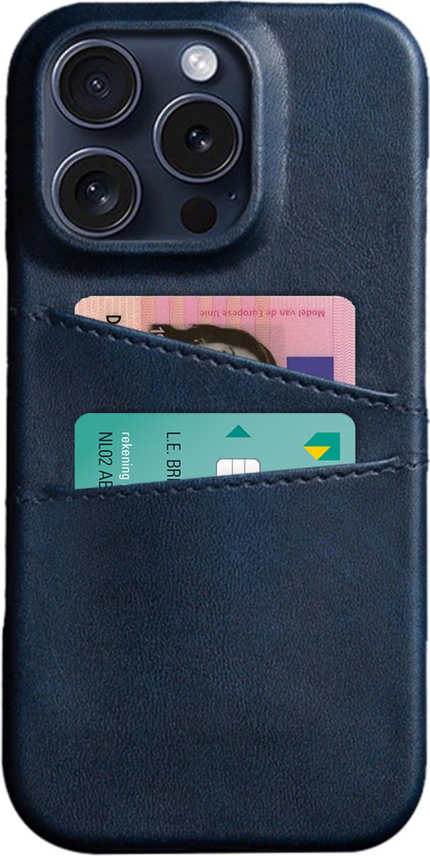 Peachy Duo Cardslot Wallet vegan leather hoesje geschikt voor iPhone 16 Pro Max - blauw