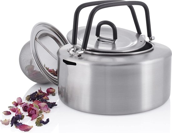 Theepot met zeef, 1000 ml roestvrij staal, kleine koffietheepot