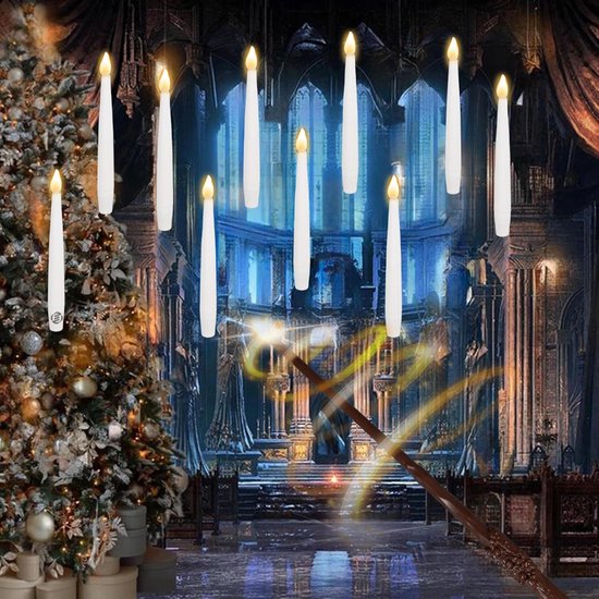Hengrongshen Floating Candles, 20 stuks, 16,8 cm, flikkerende zwevende kaarsen met Har-ry Potter toverstaf afstandsbediening, Har-ry Potter kaarsen & toverstaf, afstandsbediening voor