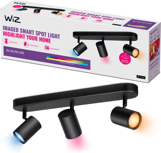 Wiz Plafondlamp Imageo - Opbouwspot - 3 Spots - Warm- Tot Koelwit Licht Gu10 3x 5w Wi Fi 66d8631523b504856f076d86