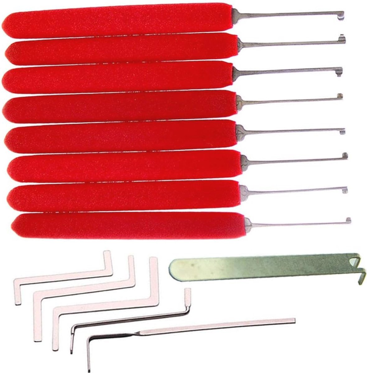 14-delige Lockpicking Tool Set met 10 Lock Pick Haken en 7 Spansleutels voor Dubbel-Einde en Cilindersloten — cadeau in Hobby - foto 2